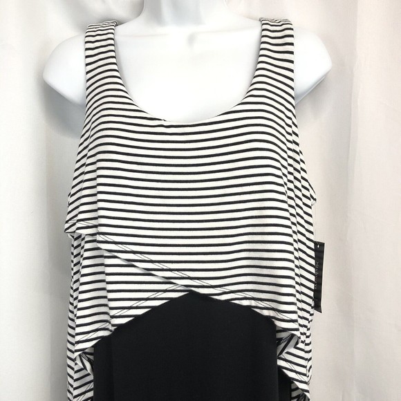 Style Co Womens Black White Medium Lagenlook Maxi Tank Sleeveless Long Dress NWT - Picture 3 of 13